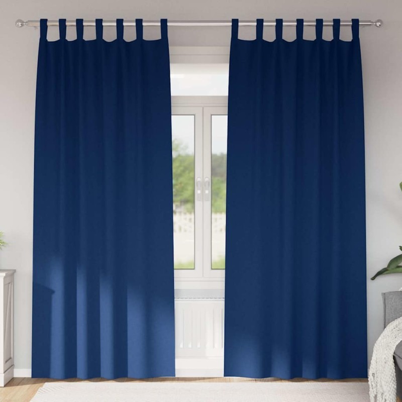 Rideaux occultants avec anneaux 2 pcs Bleu foncé 225 x 140 cm 558418558418