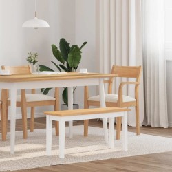 Banc 90 cm blanc bois massif caoutchouc 558444558444