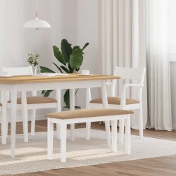 Banc 90 cm blanc bois massif caoutchouc 558445558445
