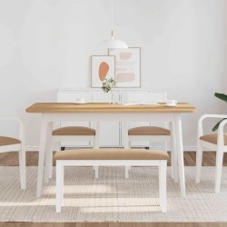 Banc 90 cm blanc bois massif caoutchouc 558445558445