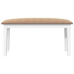 Banc 90 cm blanc bois massif caoutchouc 558445558445