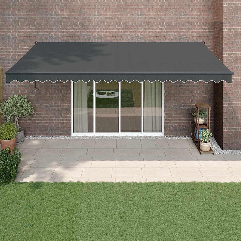 Auvent rétractable anthracite 5x3 m tissu et aluminium 558452558452