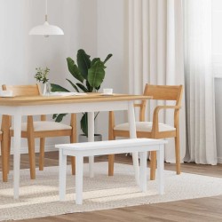 Banc 90 cm blanc bois massif caoutchouc 558455558455