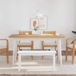Banc 90 cm blanc bois massif caoutchouc 558455558455