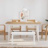 Banc 90 cm blanc bois massif caoutchouc 558455558455