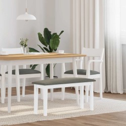 Banc 90 cm blanc bois massif caoutchouc 558456558456