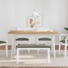 Banc 90 cm blanc bois massif caoutchouc 558456558456