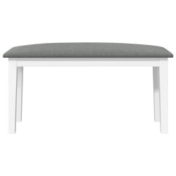 Banc 90 cm blanc bois massif caoutchouc 558456558456