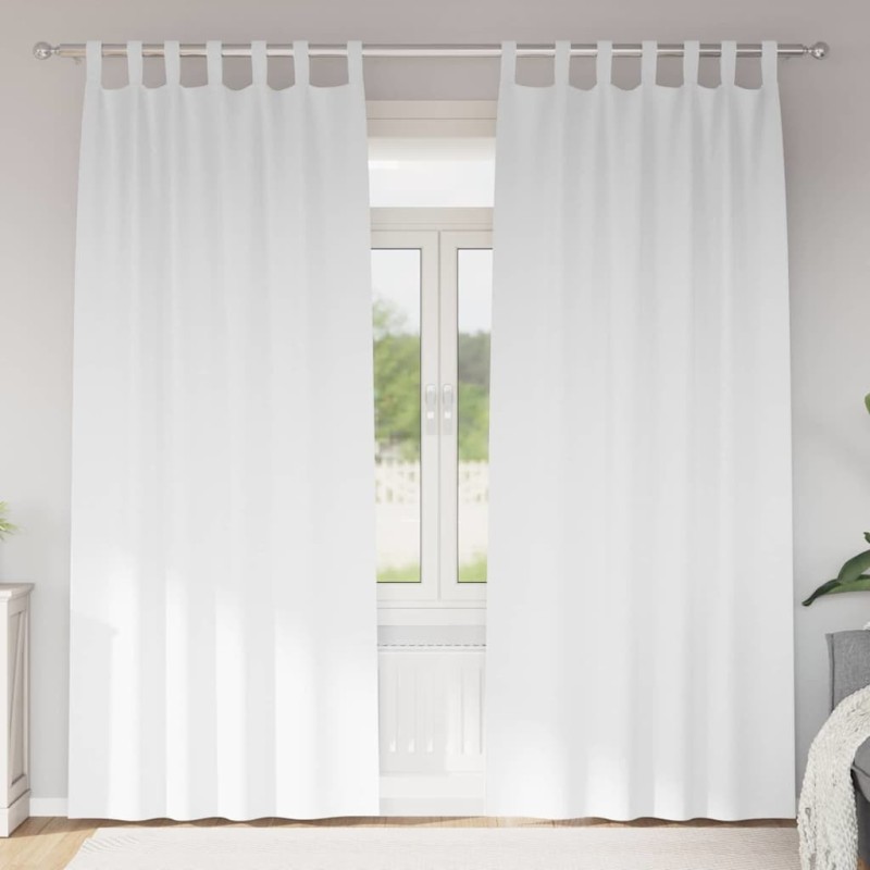 Rideaux occultants avec anneaux 2 pcs Blanc pur 260 x 140 cm 558466558466