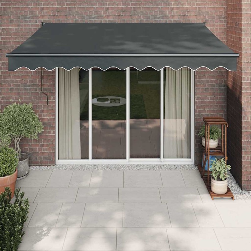 Auvent rétractable anthracite 3,5x2,5 m tissu et aluminium 558472558472