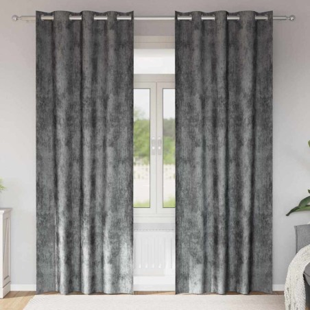 Rideaux en velours 2 pcs Gris 245 x 140 cm Velours 558476558476