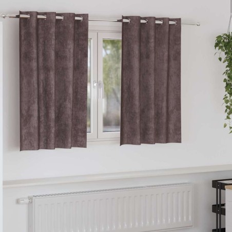 Rideaux en velours 2 pcs Marron 140 x 140 cm Velours 558478558478