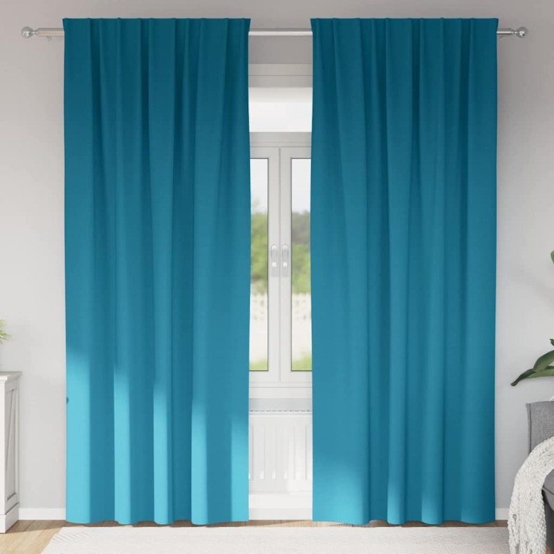 Rideaux occultants avec anneaux 2 pcs Turquoise 260 x 140 cm 558489558489