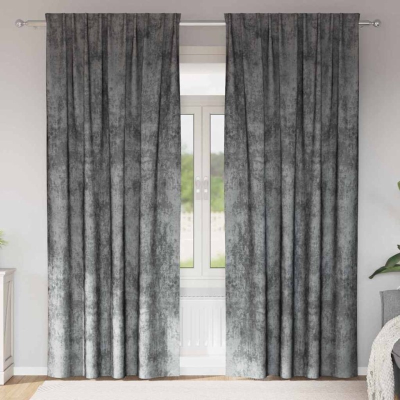 Rideaux en velours 2 pcs Gris 260 x 140 cm Velours 558501558501