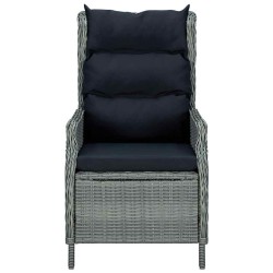 Chaise inclinable de jardin coussins Résine tressée Gris clair 558513558513