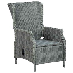 Chaise inclinable de jardin coussins Résine tressée Gris clair 558513558513