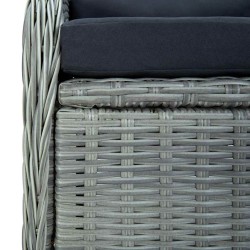 Chaise inclinable de jardin coussins Résine tressée Gris clair 558513558513