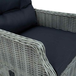 Chaise inclinable de jardin coussins Résine tressée Gris clair 558513558513