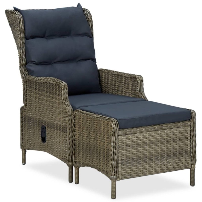 Chaise inclinable de jardin avec tabouret Résine tressée Marron 558514558514