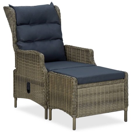 Chaise inclinable de jardin avec tabouret Résine tressée Marron 558514558514