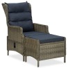 Chaise inclinable de jardin avec tabouret Résine tressée Marron 558514558514