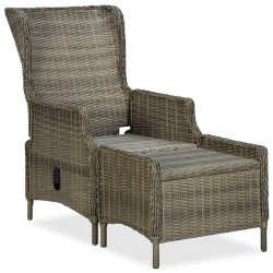 Chaise inclinable de jardin avec tabouret Résine tressée Marron 558514558514