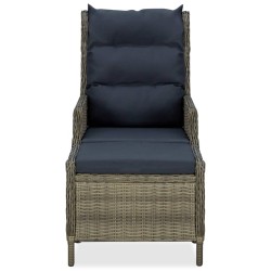 Chaise inclinable de jardin avec tabouret Résine tressée Marron 558514558514