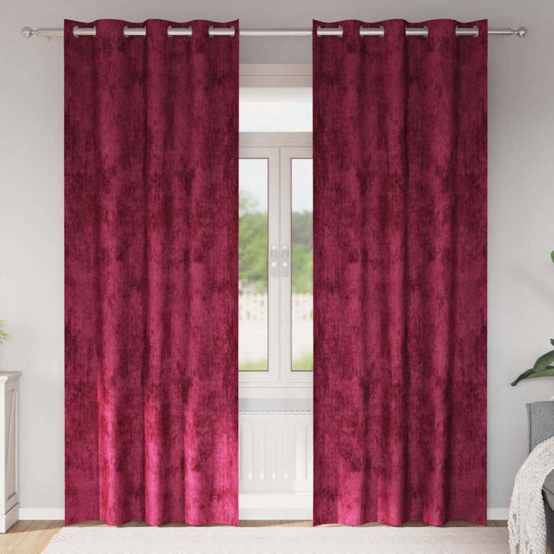 Rideaux en velours 2 pcs Rouge bordeaux 245 x 140 cm Velours 558517558517