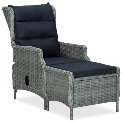Chaise inclinable de jardin tabouret Résine tressée Gris clair 558526558526
