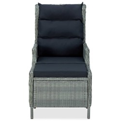 Chaise inclinable de jardin tabouret Résine tressée Gris clair 558526558526