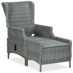 Chaise inclinable de jardin tabouret Résine tressée Gris clair 558526558526