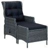 Chaise inclinable de jardin tabouret résine tressée gris foncé 558527558527