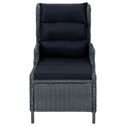 Chaise inclinable de jardin tabouret résine tressée gris foncé 558527558527