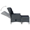 Chaise inclinable de jardin tabouret résine tressée gris foncé 558527558527