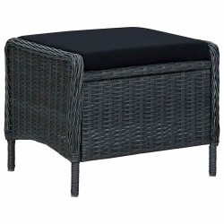 Chaise inclinable de jardin tabouret résine tressée gris foncé 558527558527