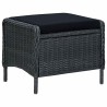 Chaise inclinable de jardin tabouret résine tressée gris foncé 558527558527