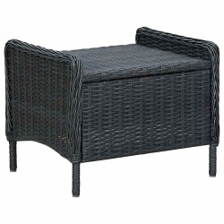 Chaise inclinable de jardin tabouret résine tressée gris foncé 558527558527