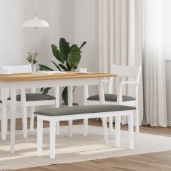 Banc 110 cm blanc bois massif caoutchouc 558528558528