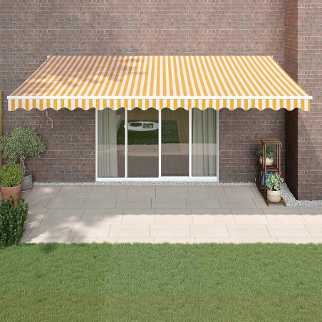 Auvent rétractable automatique jaune et blanc 5x3 m 558546558546