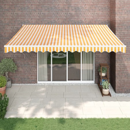 Auvent rétractable automatique jaune et blanc 4,5x3 m 558547558547