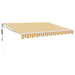 Auvent rétractable automatique jaune et blanc 3,5x2,5 m 558548558548