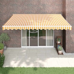 Auvent rétractable jaune et blanc 4x3 m tissu et aluminium 558568558568