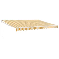 Auvent rétractable jaune et blanc 4x3 m tissu et aluminium 558568558568