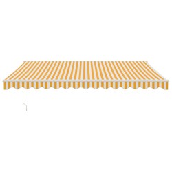 Auvent rétractable jaune et blanc 4x3 m tissu et aluminium 558568558568