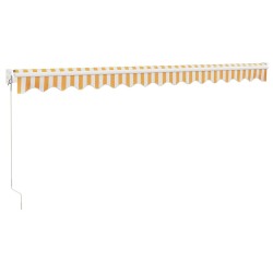 Auvent rétractable jaune et blanc 4x3 m tissu et aluminium 558568558568