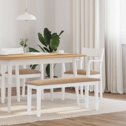 Banc 110 cm blanc bois massif caoutchouc 558599558599