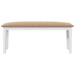 Banc 110 cm blanc bois massif caoutchouc 558599558599