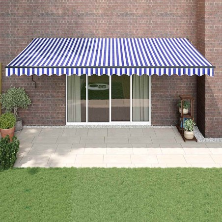 Auvent rétractable automatique bleu et blanc 5x3 m 558601558601