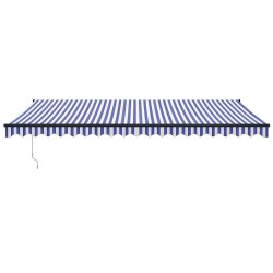 Auvent rétractable automatique bleu et blanc 5x3 m 558601558601