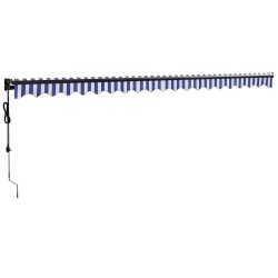 Auvent rétractable automatique bleu et blanc 5x3 m 558601558601